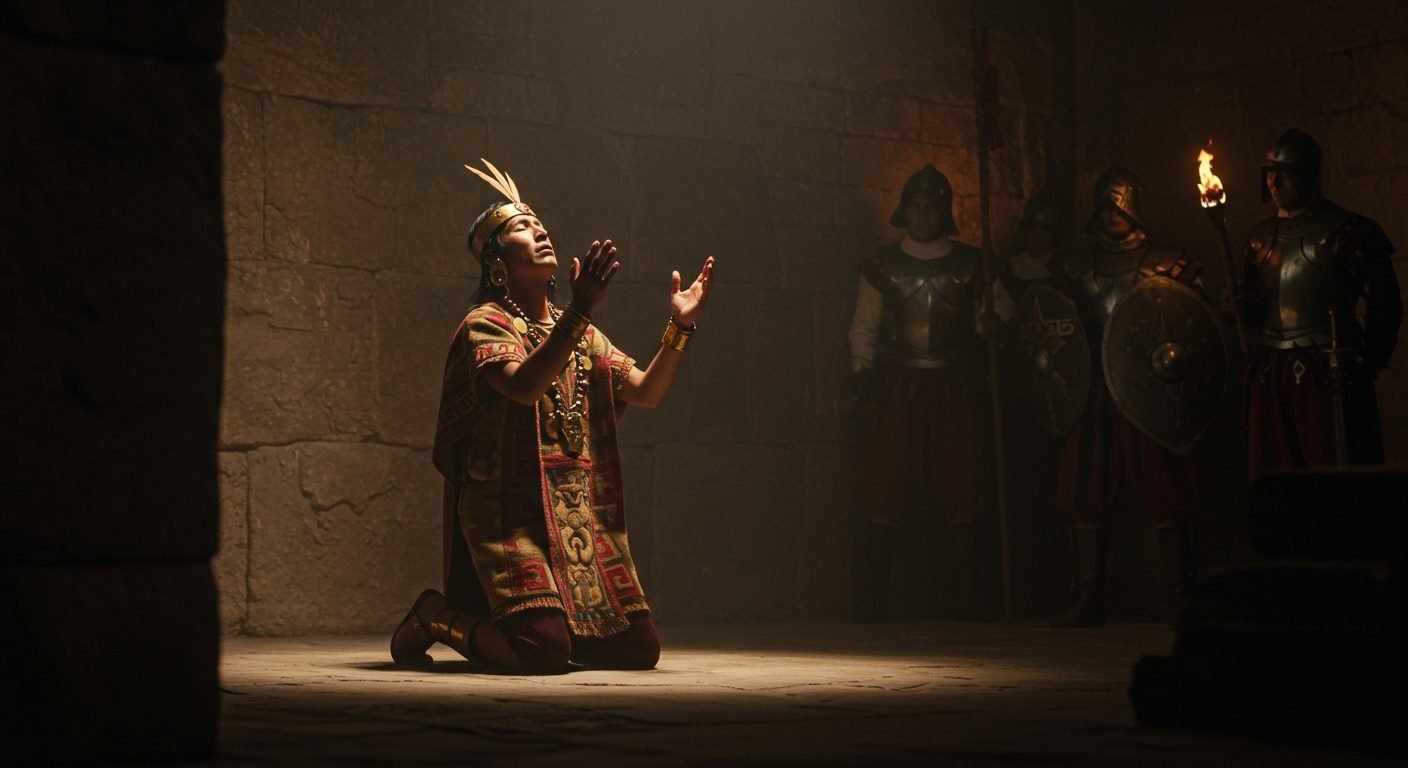 Atahualpa cautivo ante los soldados castellanos