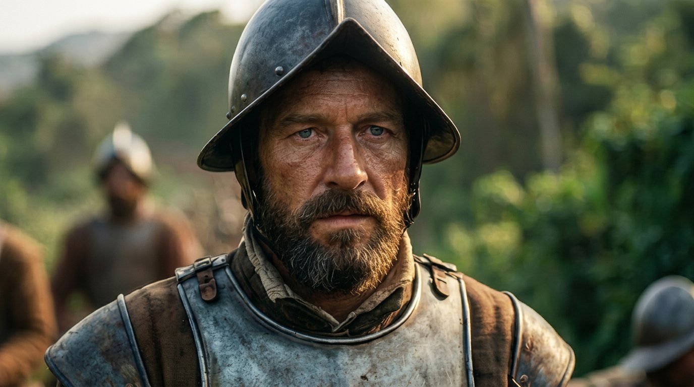 Retrato de un conquistador castellano al atardecer