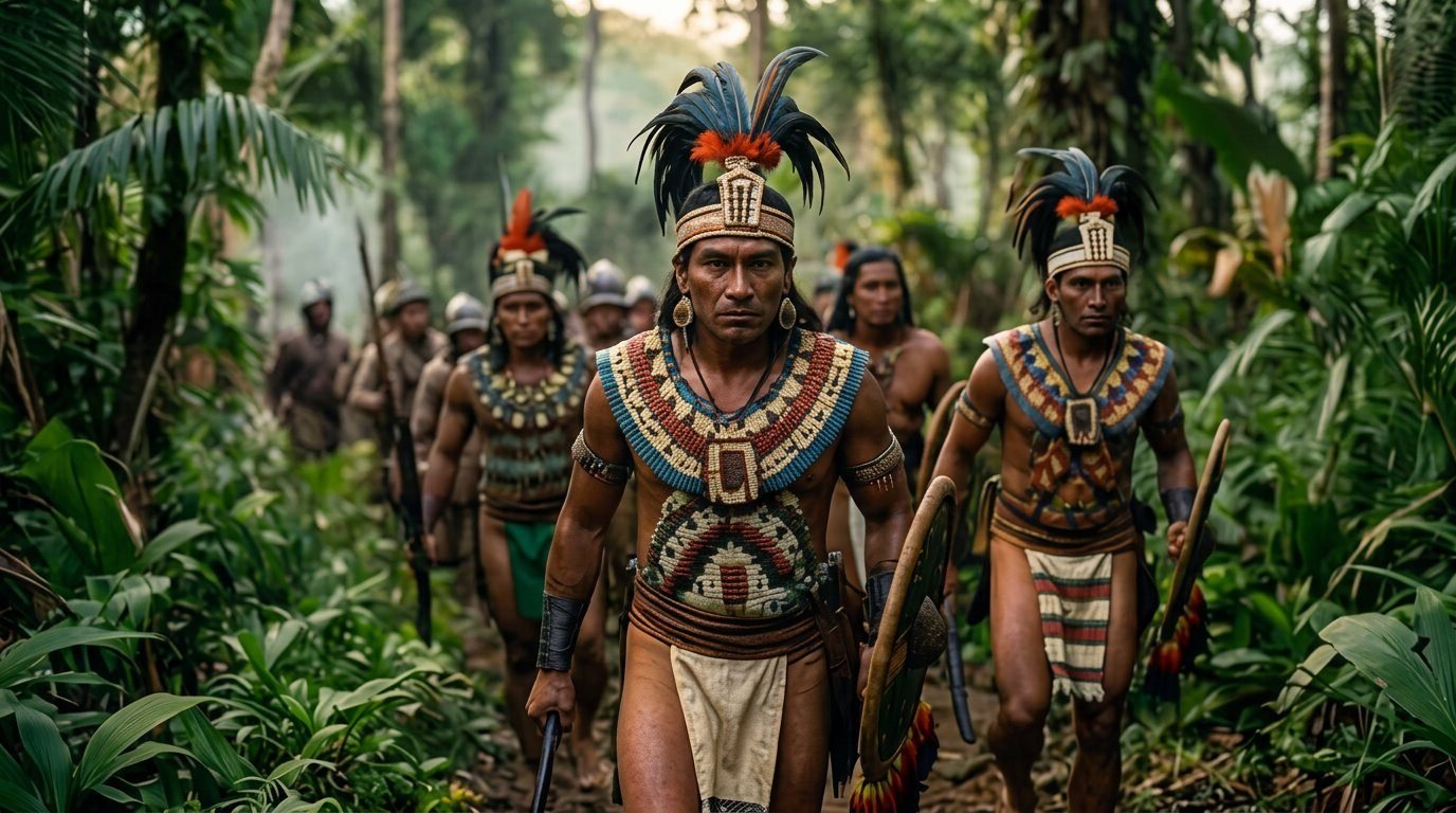 Guerreros indígenas en la selva