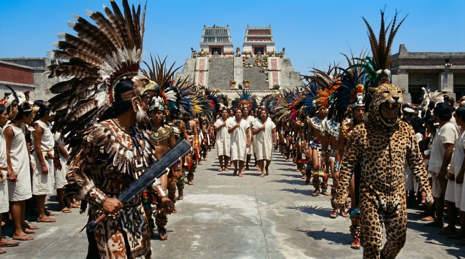 Procesión ceremonial ante el Templo Mayor