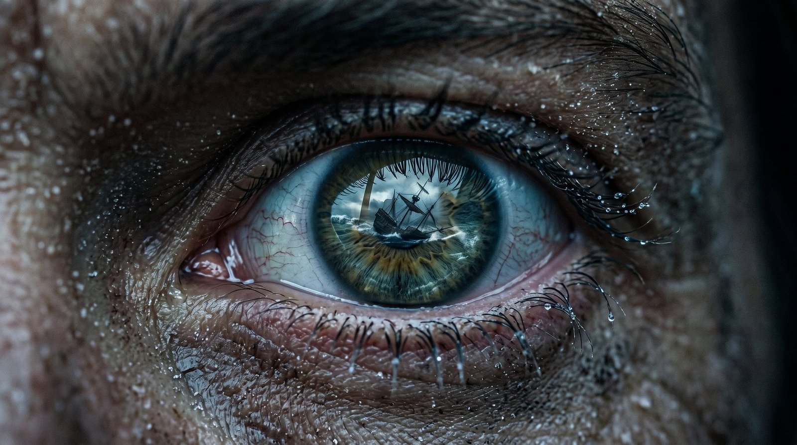 Primer plano de un ojo en el que se refleja la carabela